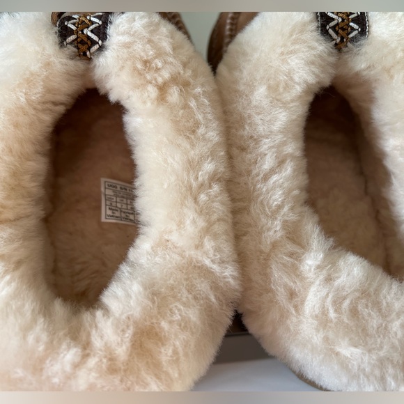 UGG Tasman Alpine Suede Fur Collar Leather Knot Slipper Clogs - Size 9 - Picture 10 of 14